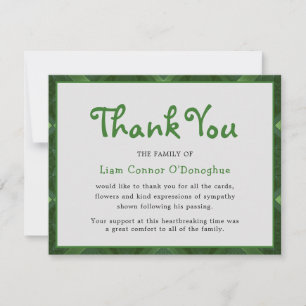 Simple Irish Green   Funeral Thank You