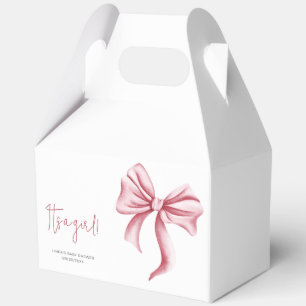 Simple It's a Girl Pink Bow Baby Shower  Favor Box