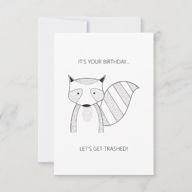 Simple "It's Your Birthday" Raccoon Card (Front)