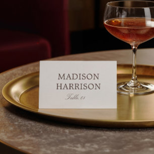 Simple Ivory and Brown Wedding Place Card DIY