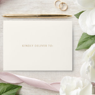 Simple Ivory and Gold Modern Wedding Envelope