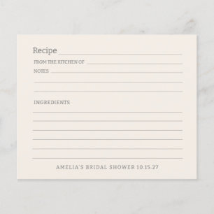 Simple Ivory Cream Personalized Recipe Card