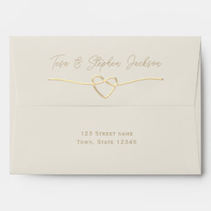 Simple Ivory Gold Wedding Envelope