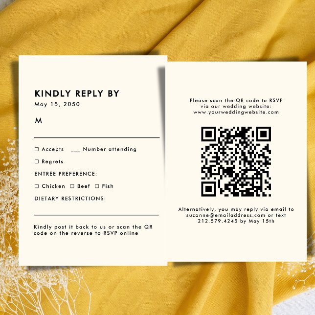 Simple Ivory Meal Choice Wedding RSVP Card (Simple Ivory Meal Choice Wedding RSVP Card)