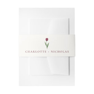Simple Ivory Minimalist Tulip Wedding Invitation Belly Band