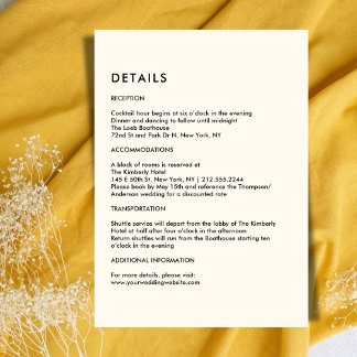 Simple Ivory Wedding Details  Enclosure Card