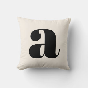 Simple Ivory White Bold Retro Monogram Initial Throw Pillow