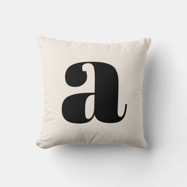 Simple Ivory White Bold Retro Monogram Initial Throw Pillow (Front)