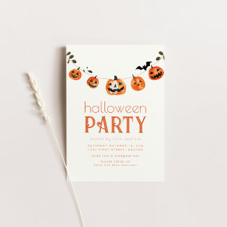 Simple Jack o Lantern Halloween Party Invitation