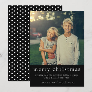 Simple Japandi Black & White Photo Christmas Holid Holiday Card