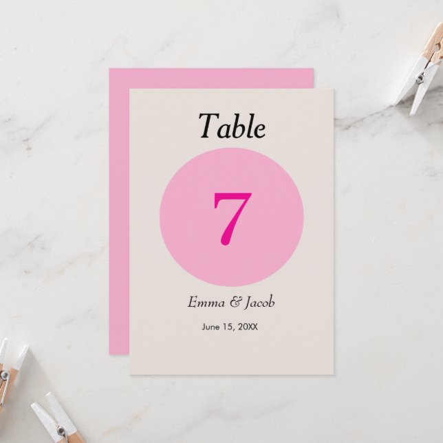 simple japanese cherry blossom colour table number (Front/Back In Situ)
