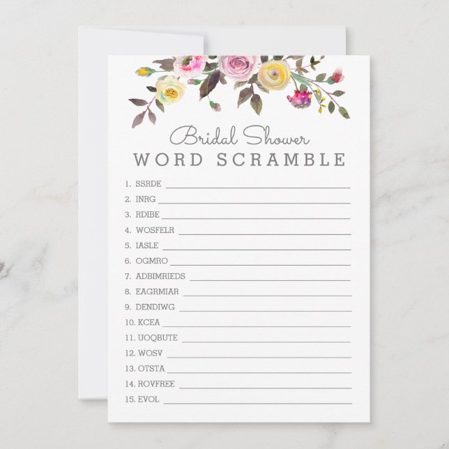 Simple joli Word Scramble Carte de jeu (Devant)
