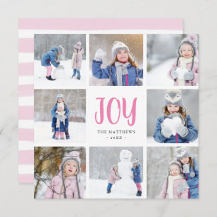 Simple Joy   8 Square Photo Collage Flat Holiday Card