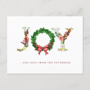 Simple joy Christmas wreath typography Holiday Postcard
