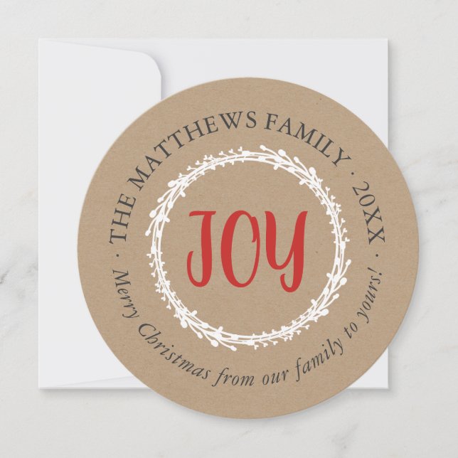 Simple Joy Circle Holiday Photo Card (Front)