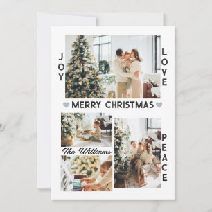 Simple Joy Love Peace Custom Christmas Photo Holiday Card