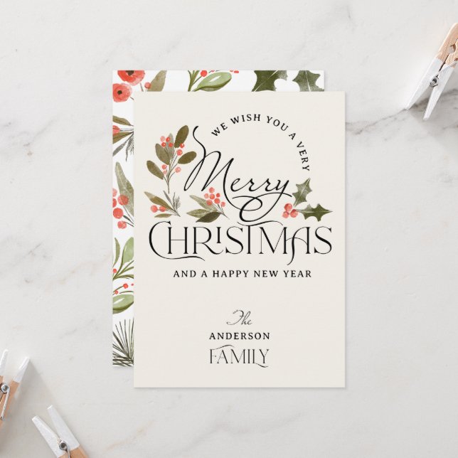Simple Joyeuse carte de Noël (Devant/Arrière en situation)