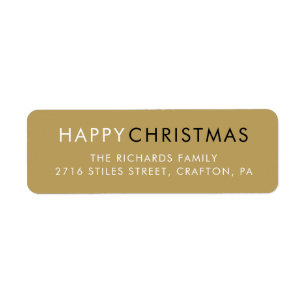 Simple Joyeux Noël moderne Gold Adresse de retour