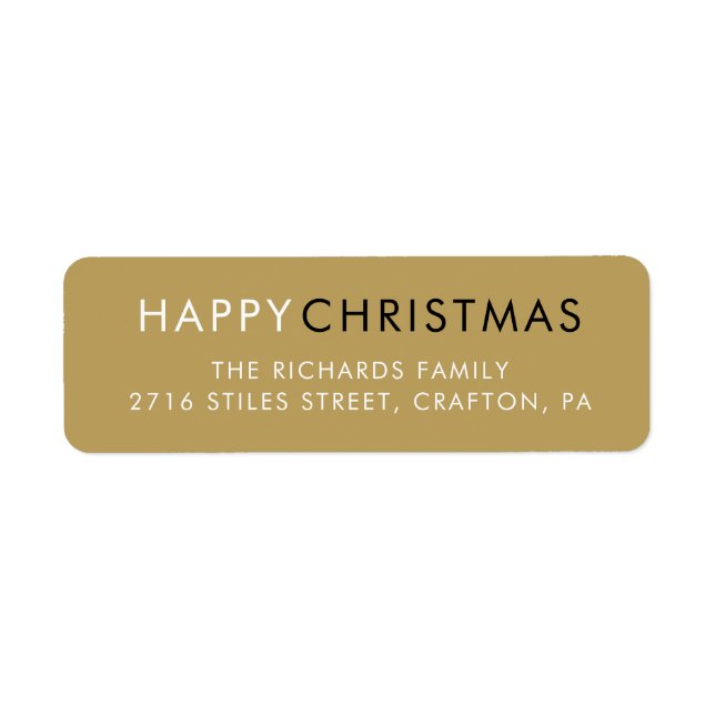 Simple Joyeux Noël moderne Gold Adresse de retour (Devant)