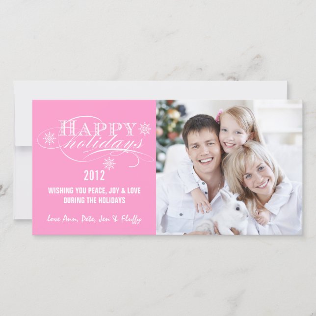 SIMPLE JOYEUX VACANCES CARTE PHOTO ROSE (Devant)