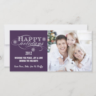 SIMPLE JOYEUX VACANCES CARTES PHOTOS PURPLE