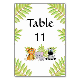 Simple Jungle Theme Baby Shower Table Number