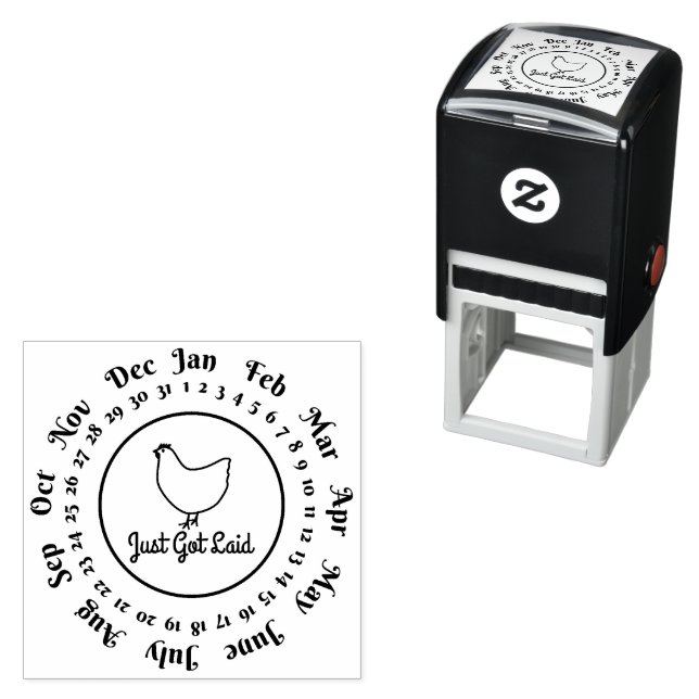 Simple Just Got Laid Chicken Egg Carton Date Stamp (In Situ)