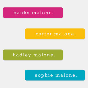 Simple Kids Bright Colourful Waterproof Name Label