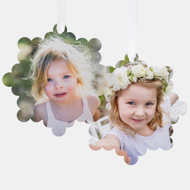 Simple Kids Photo Keepsake Cute Ornament Card (Front/Back)