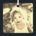Simple Kids Photo Keepsake Golden Metal Ornament<br><div class="desc">Easily diy and customize with your own images this Custom Simple Kids Photo Christmas Keepsake vintage Golden sepia Ceramic Ornament. Add any customized photo format: vertical portrait, horizontal landscape, squared shaped. Create your own unique keepsake photo gift for family, kids, grandparents, friends. Design your own holiday decoration, auto decor, vehicle...</div>
