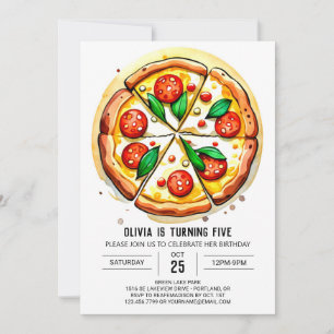 Simple Kids Pizza Birthday Invitation