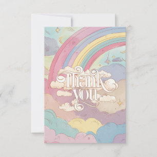 Simple Kids Rainbow and Clouds Thank You Card