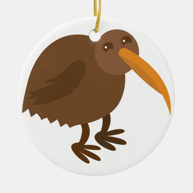Simple KIWI Bird Ceramic Ornament (Front)