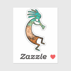 Simple Kokopelli drawing in Orange and blue