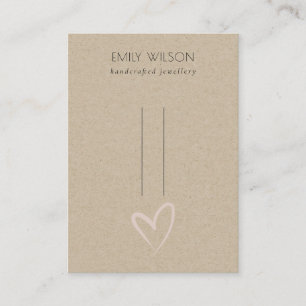Simple Kraft Blush Heart Hairclips Pin Display Business Card