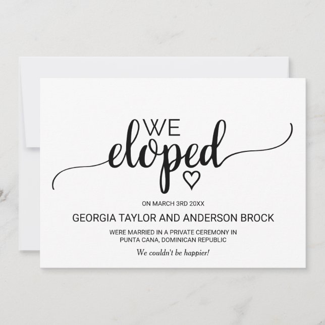 Simple Kraft Calligraphy Elopement Announcement (Front)