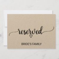 Simple Kraft Calligraphy Reserved Sign