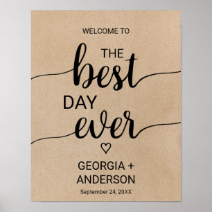 Simple Kraft Calligraphy The Best Day Ever Sign