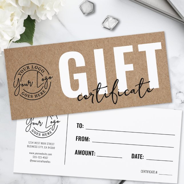 Simple Kraft Paper Business Gift Certificate (Logo Business Gift Certificate)