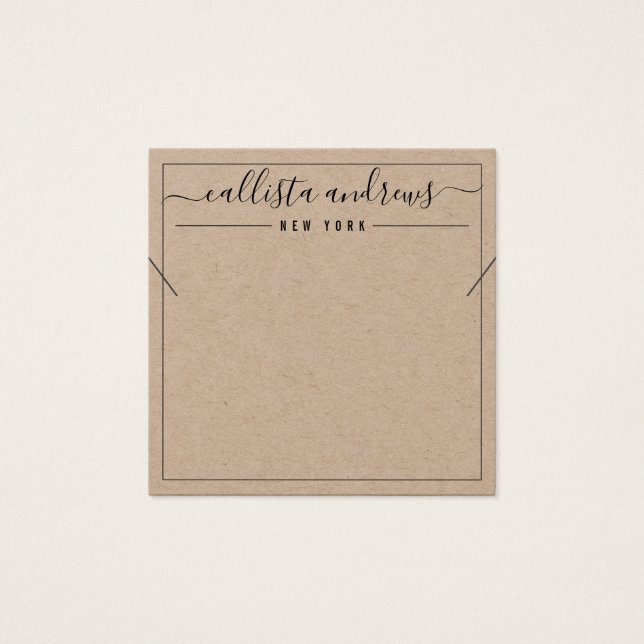 Simple Kraft Paper Cursive Necklace Display Card (Front)