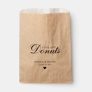 Simple Kraft Paper Love and Doughnuts Wedding Favour Bag
