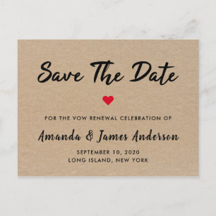 Simple Kraft Vow Renewal Save The Date Postcard