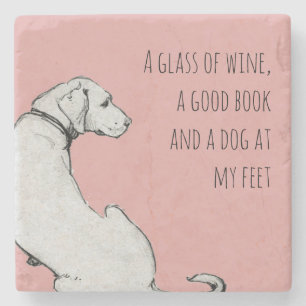 Simple Labrador Art Dog Mom Quote Pink Stone Coaster