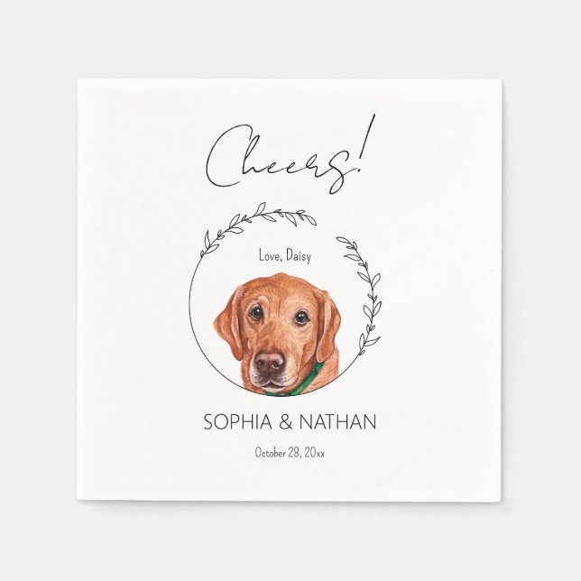 Simple Labrador Retriever Dog Wedding Cocktail  Napkin (Front)