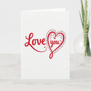 Simple Lace Heart Love You Card