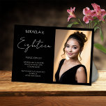 Simple Lady Debutante Black 18th Birthday Invitation<br><div class="desc">Celebrate your special day or your loved one's special day with this elegant 18th birthday invitation! Featuring simple "Eighteen" text against a black background, this design adds a touch of sophistication, perfect for marking this milestone. Ideal for debutantes, quinceañeras, and sweet sixteen parties, this invitation captures the excitement of turning...</div>