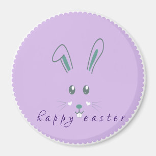 Simple lapin mauve Aimant rond de Pâques classique