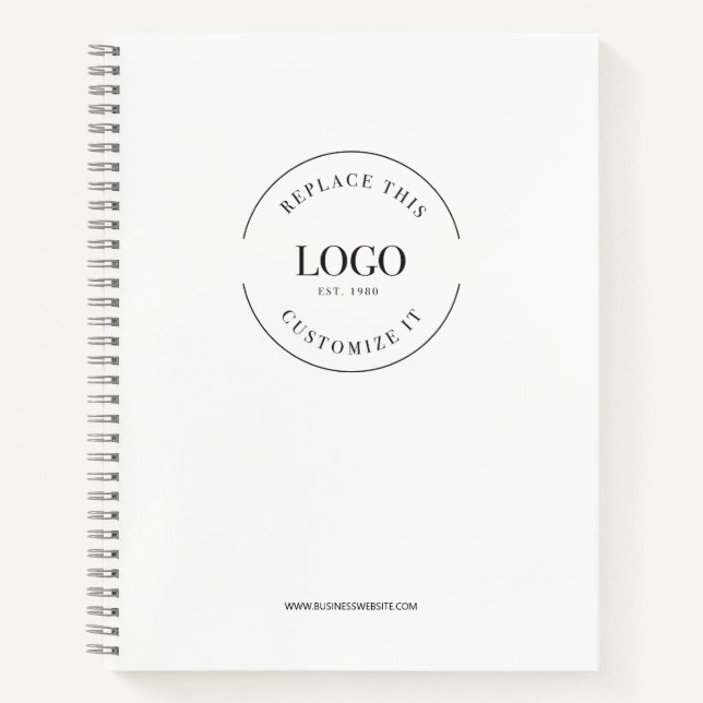 Simple Large Custom Logo Website Branded Notebook (Front)