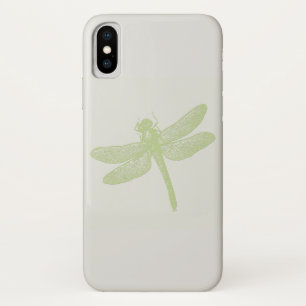 Simple Large Green Stamped Dragonfly iPhone X Case