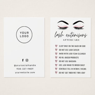 Simple Lash Aftercare Eyelash Extensions Card